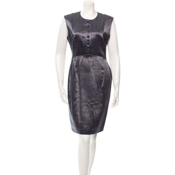 NWT $595 Theyskens' Theory Drace Dress Gray Silver Purple Office Party 8 Womens - Picture 1 of 8